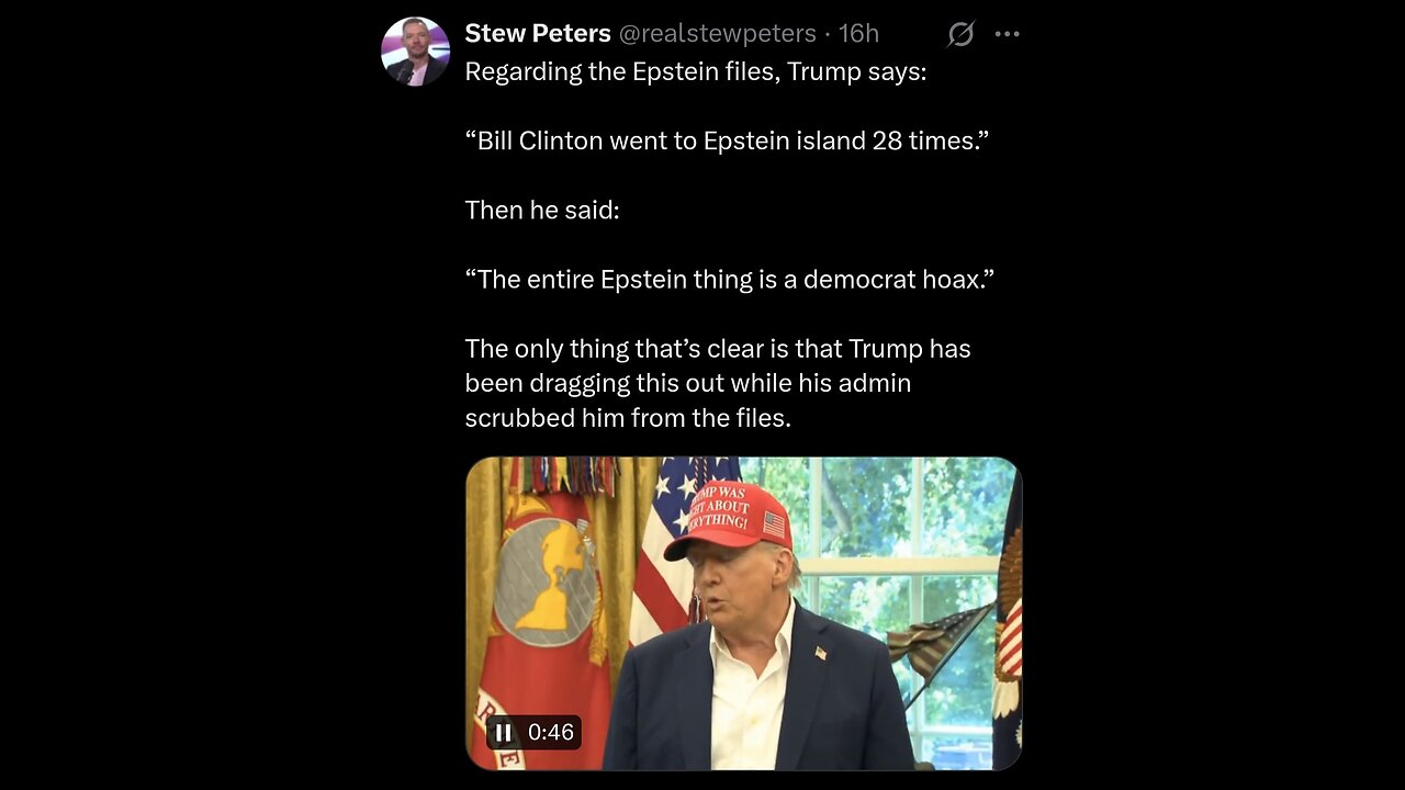 Stew Peters ~ Writes below...Regarding the Epstein files