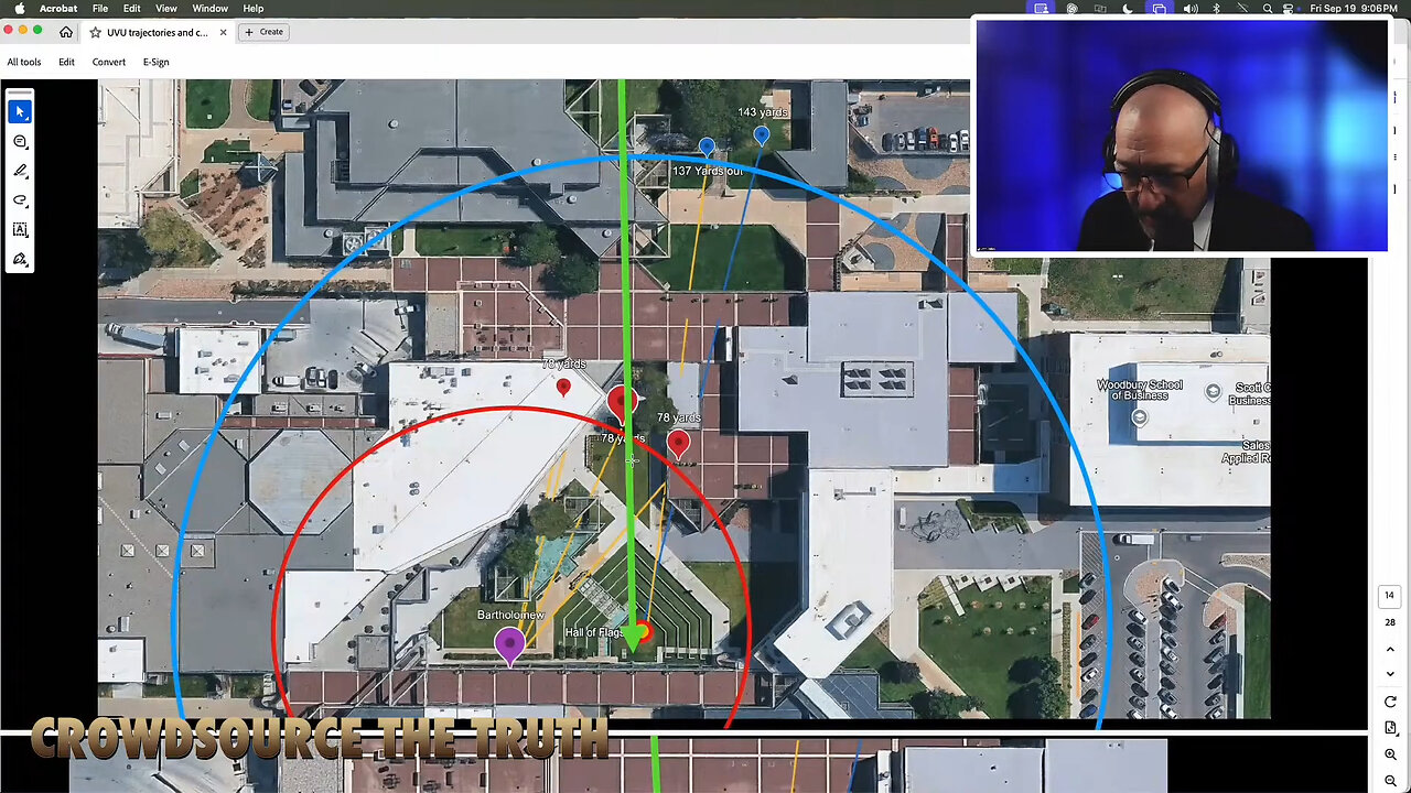 Audio Cones Converge on Roof but appear to Show 2 Frontal Shooters, neither on roof; Army Spy plane
