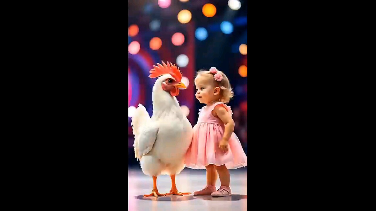 Baby and rooster show