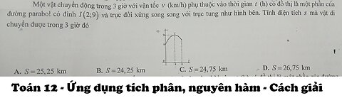 Toán 12: Một vật chuyển động trong 3 giờ với vận tốc v(km/h) phụ thuộc vào thời gian t (h) có đồ thị