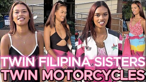 Twin Filipina Sisters Riding Twin Honda ADV 160 Motorcycles. Island Family Living Philippines