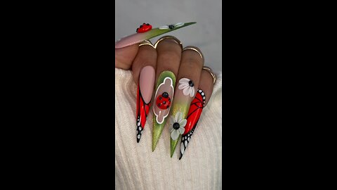 Long Nail Extensions with Butterfly & Flower Art 💅🦋🌸 | Best Combination Nail Design 2025