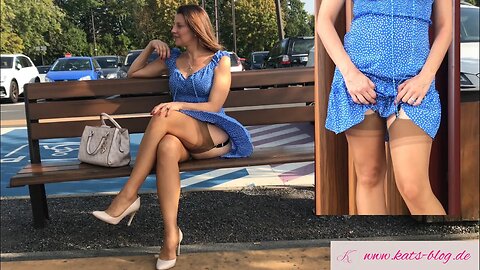 Woman Wearing Stockings In Public - Shopping In Fully Fashioned Nylons