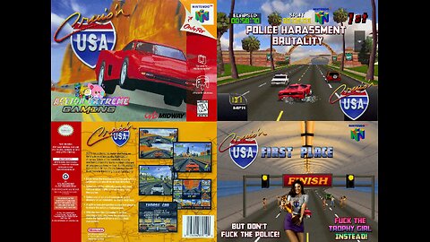 Cruis'n USA (Nintendo 64 Version) Random Gameplay - Beverly Hills Stage [So many unfortionate Car Accidents in this Stage getting busted by the Cops!]