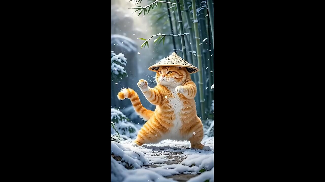 Kong Fu Ginggy Chubby cat still has a Hero Dream!#kongfu #cutecats #gingercat #aiart