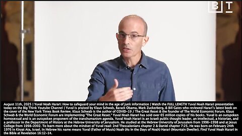 Yuval Noah Harari | "AI Is Becoming Less & Less Artificial & More & More Alien." + In the United States There Is a Legal Path Open for AIs to Become Legal Persons. It Can Open A Bank Account. It Can Earn Money." - August 11th 20
			