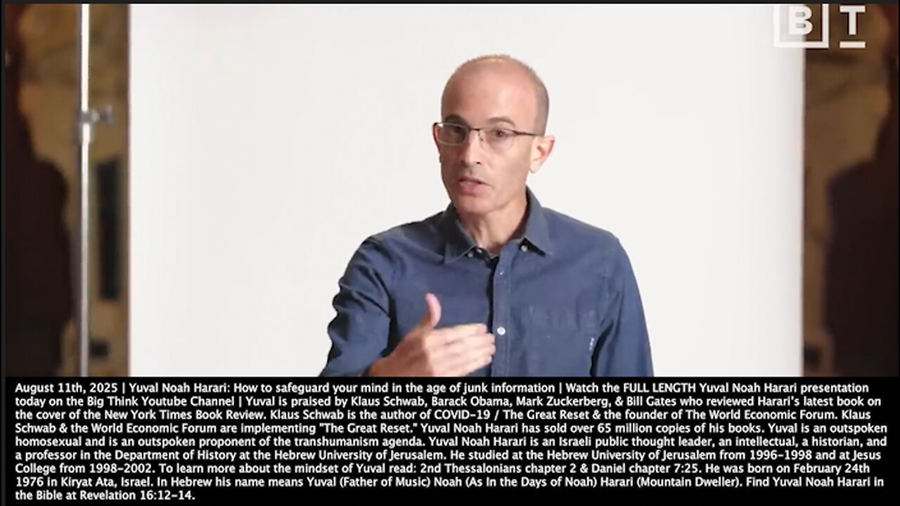 Yuval Noah Harari | "AI Is Becoming Less & Less Artificial & More & More Alien." + In the United States There Is a Legal Path Open for AIs to Become Legal Persons. It Can Open A Bank Account. It Can Earn Money." - August 11th 20