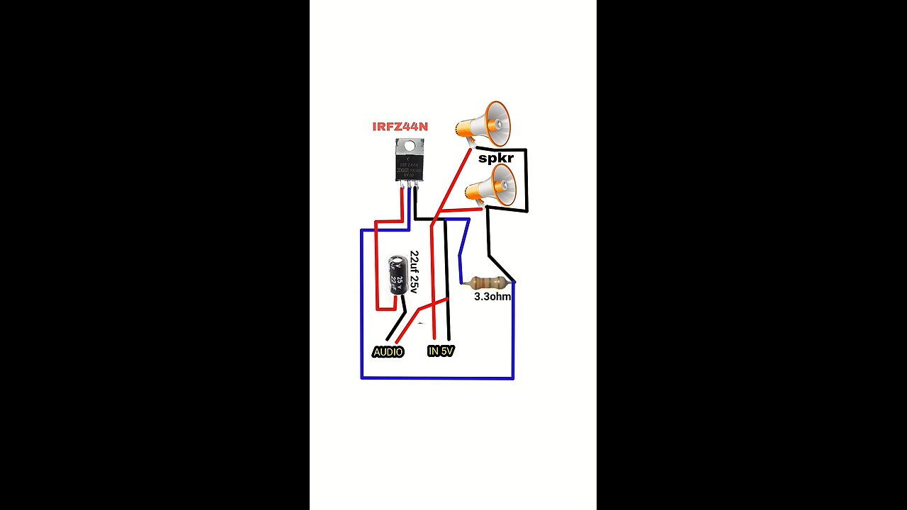 Irfz4nn Transtor develops an audio input/output amplifier circuit.