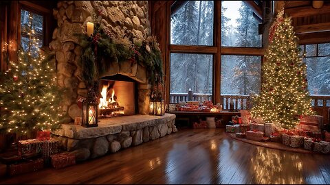Cozy Christmas Songs With Crackling Fireplace - Relaxing Christmas Ambience Holiday Spirit.