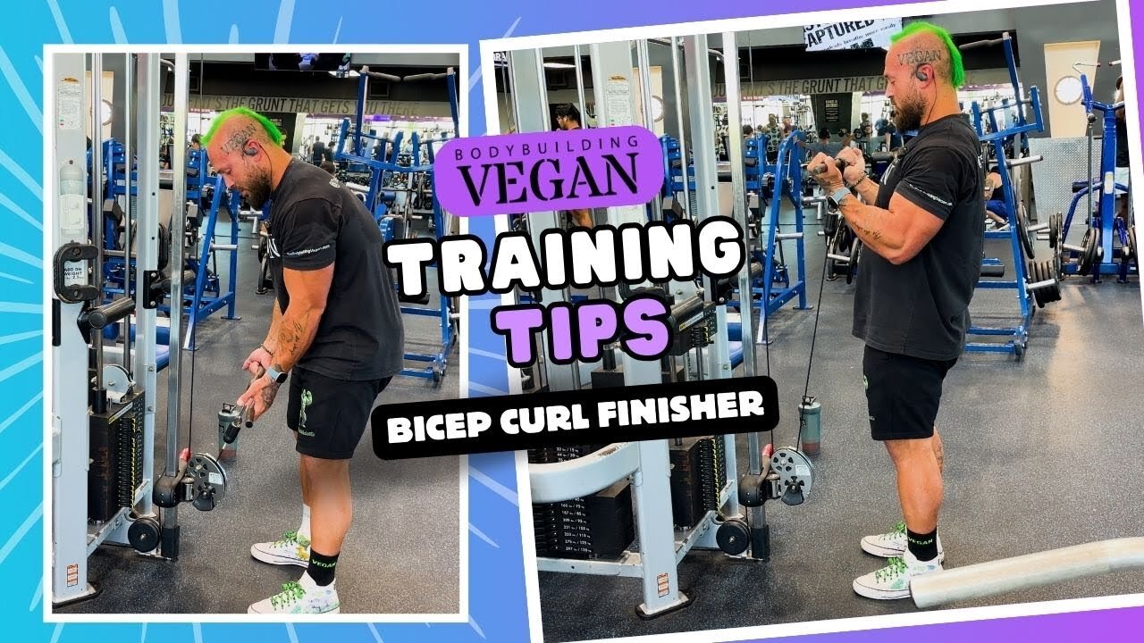 TheBodybuildingVegan Ultimate Bicep Curl Finisher for Massive Biceps Gains | 2-3 Tempo Cable Curls