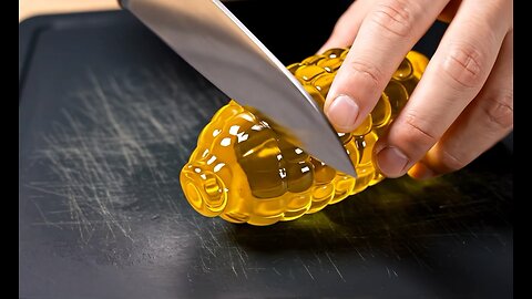 Glass sweetcorn cutting ASMR