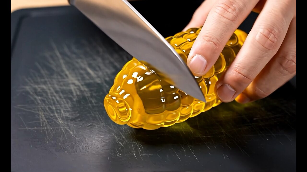 Glass sweetcorn cutting ASMR
