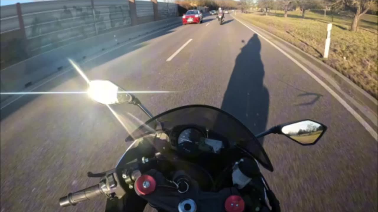 City lights, highway speed – Me & my brother on two wheels.