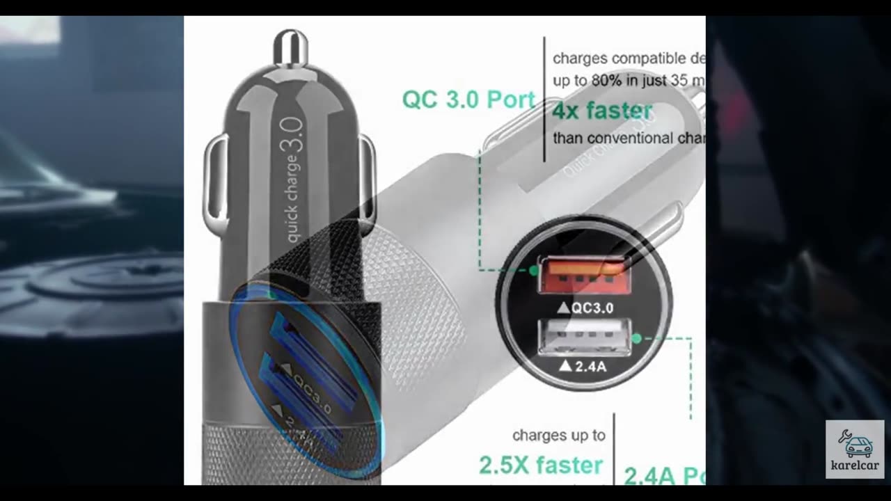 Fast Car Charger, Quick Charging 5.4A/30W Phone USB Adapter Rapid Plug 2 Port C