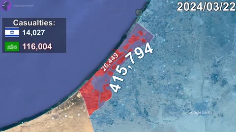 Israel-Hamas War Every Day to March 1st, 2025 Mapped using Google Earth