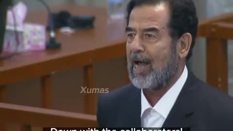 Saddam Hussein hearing his case verdict that he is sentenced to death