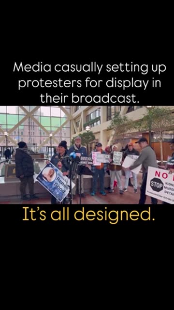 Media Setting Up Displays... All Paid Protests