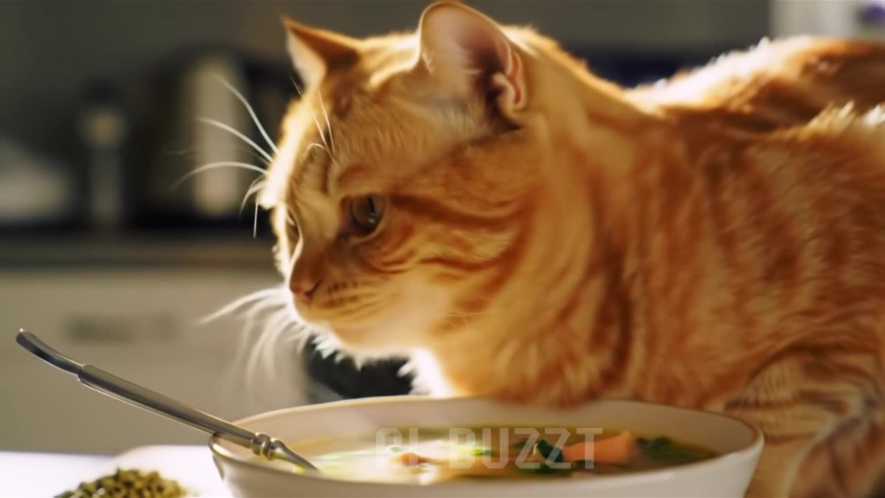The Orange Cat Chef Cooks Salmon Soup - The Culinary Peak of the Boss