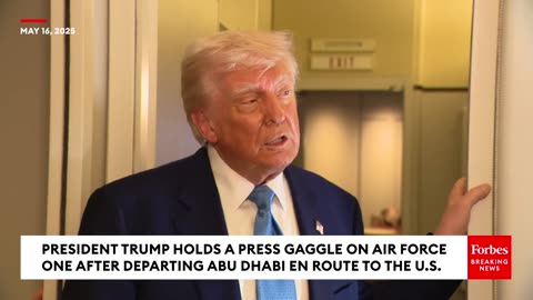 President Trump Holds Press Gaggle On Air Force One After Departing Middle East For U.S.