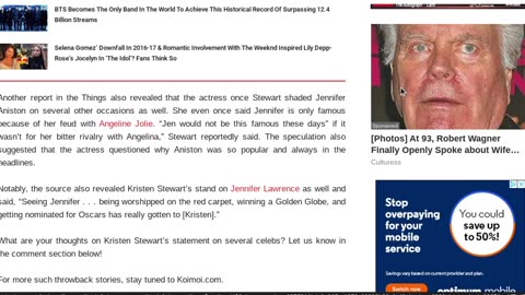 Kristen Stewart is jealous of other celebrities?