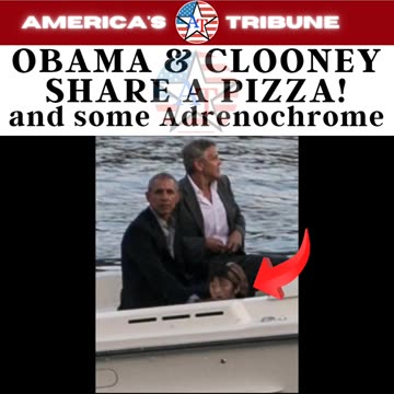Obama and Clooney sharing a Pizza and some adrenochrome?