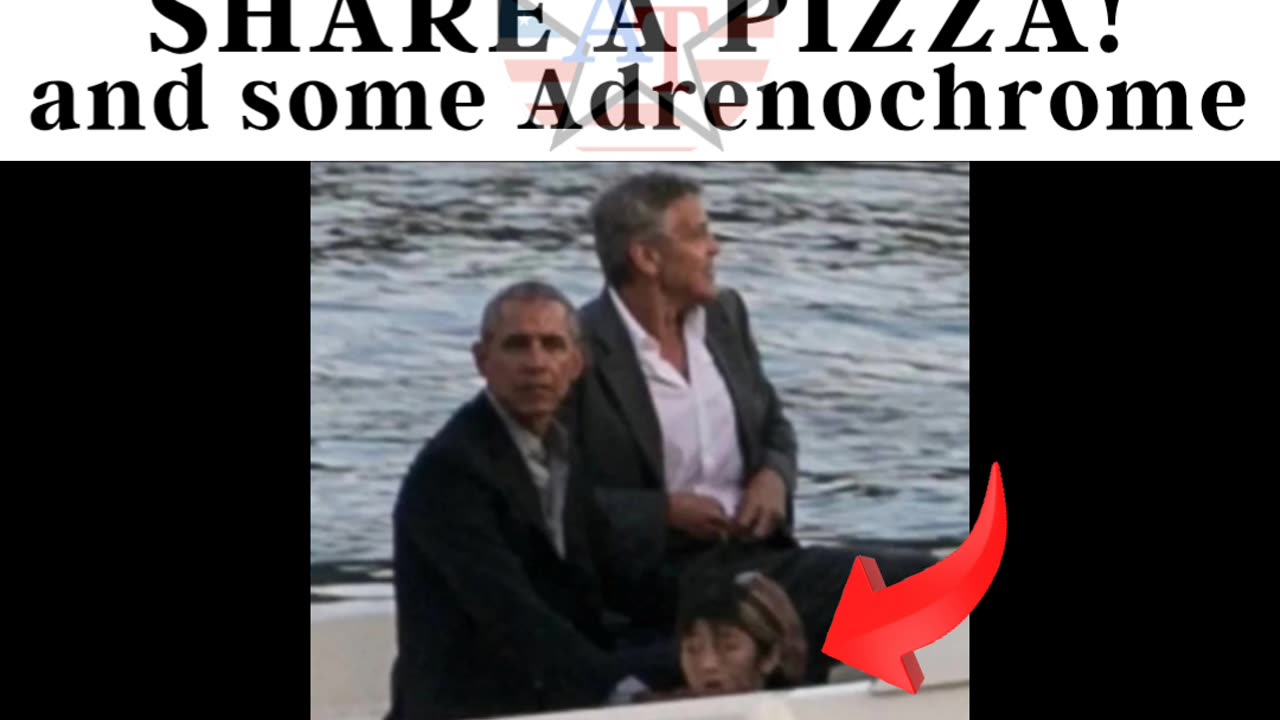 Obama and Clooney sharing a Pizza and some adrenochrome?