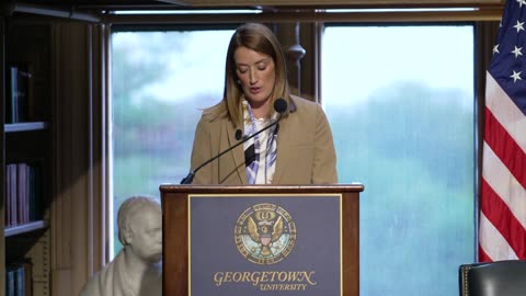 Roberta Metsola’s Powerful Call for US–EU Unity at Georgetown | Europe Politics | Amaravati Today