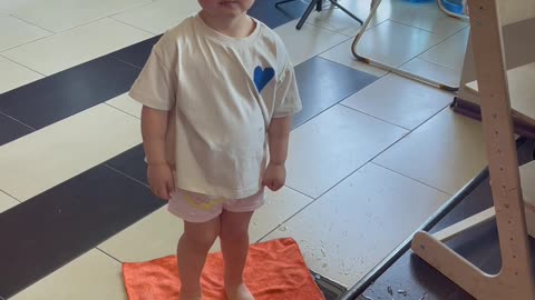 Toddler Spills Water and Cleans it Up