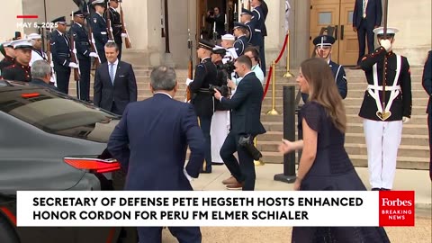 JUST IN: Secretary Of Defense Pete Hegseth Hosts Enhanced Honor Cordon For Peru FM Elmer Schialer
