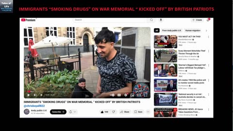 IMMIGRANTS “SMOKING DRUGS” ON WAR MEMORIAL “ KICKED OFF” BY BRITISH PATRIOTS