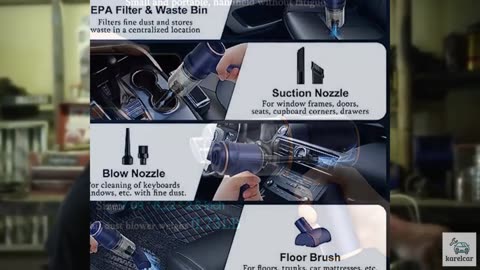 KMM Handheld Car Vacuum Cleaner, 9000Pa Vacuum Cleaner and Air Duster, 120W High