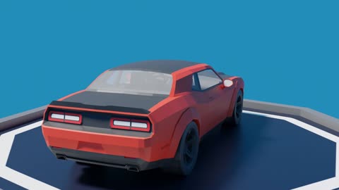 Lowpoly stylized Dodge Challenger SRT Demon in blender