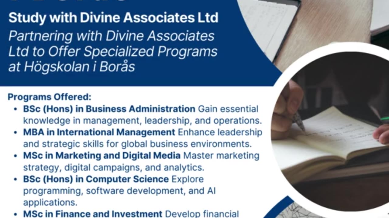 Shape Your Future: Business, IT & Finance at Högskolan i Borås with Divine Associates Ltd.