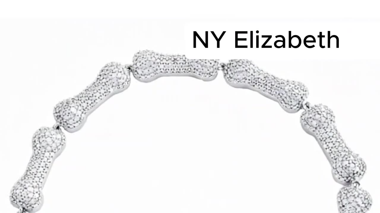 10K White Gold Diamond Dog Bone Link Statement Bracelet