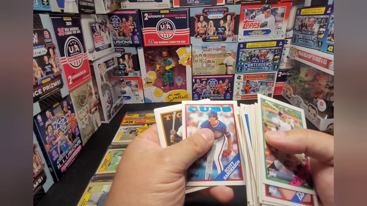Hanging packets of Topps baseball 1987, 88, and 89