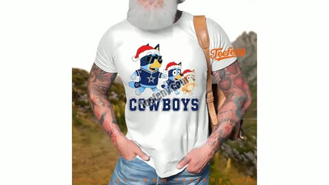 Dallas Cowboys Bluey Family Santa Hat Christmas Parade Shirt Youth