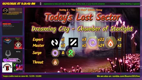 Destiny 2: 5-15-25 Chamber of Starlight is the Lost Sector. Void/Strand Surge.