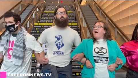 “Climate activists” have TAKEN OVER the lobby of CBS’ NYC office, blocking access to escalators