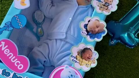 One-Month-Old Baby Sleeps in Baby Doll Box