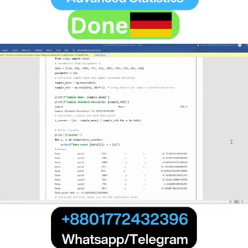 Student Work(Assessment) | DLMDSAS011 – Professional Statistical Modeling | Advanced Statistics | IU