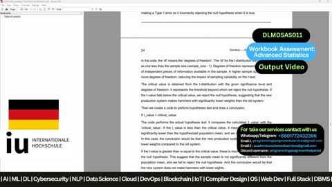 Student Work(Assessment) | DLMDSAS011 – Advanced Statistics | Applied Mathematics Program | IU