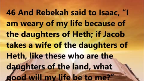 Rebekah makes plans for Jacob to flee.