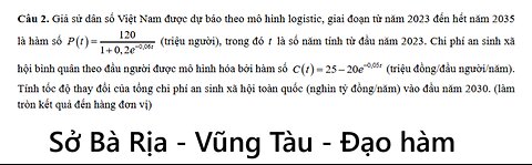 Giả sử dân số Việt Nam được dự báo theo mô hình logistic, giai đoạn từ năm 2023