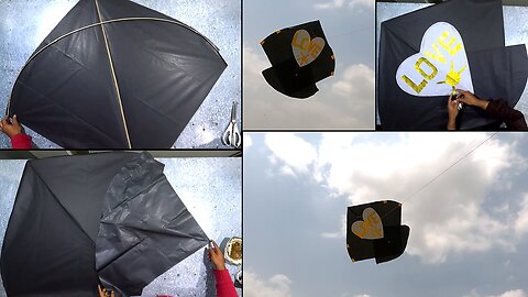 How to Make Heart Kite ❤️ 2.5 Tawa Guda Kite Making & Flying - Love Design Kite