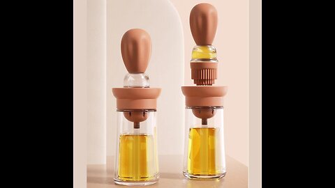 2-in-1 Glass Oil Bottle With Silicone Brush & Scale, for Kitchen, Baking, BBQ Grill, Vinegar