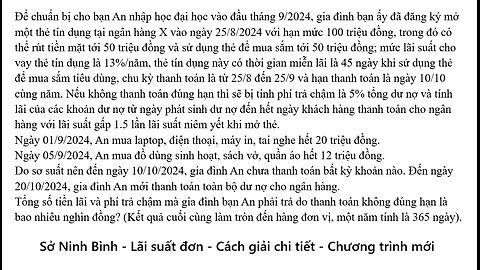 Sở Ninh Bình: Để chuẩn bị cho bạn An nhập học đại học vào đầu tháng 9/2024, gia đình bạn ấy đã đăng