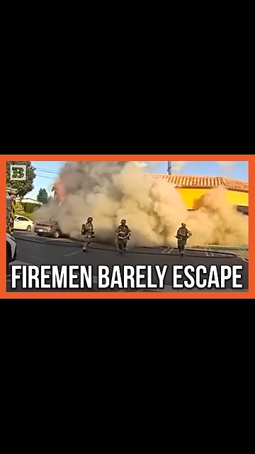 "Oh No!" Firefighters Run from Building Collapse as Debris Falls Behind Them