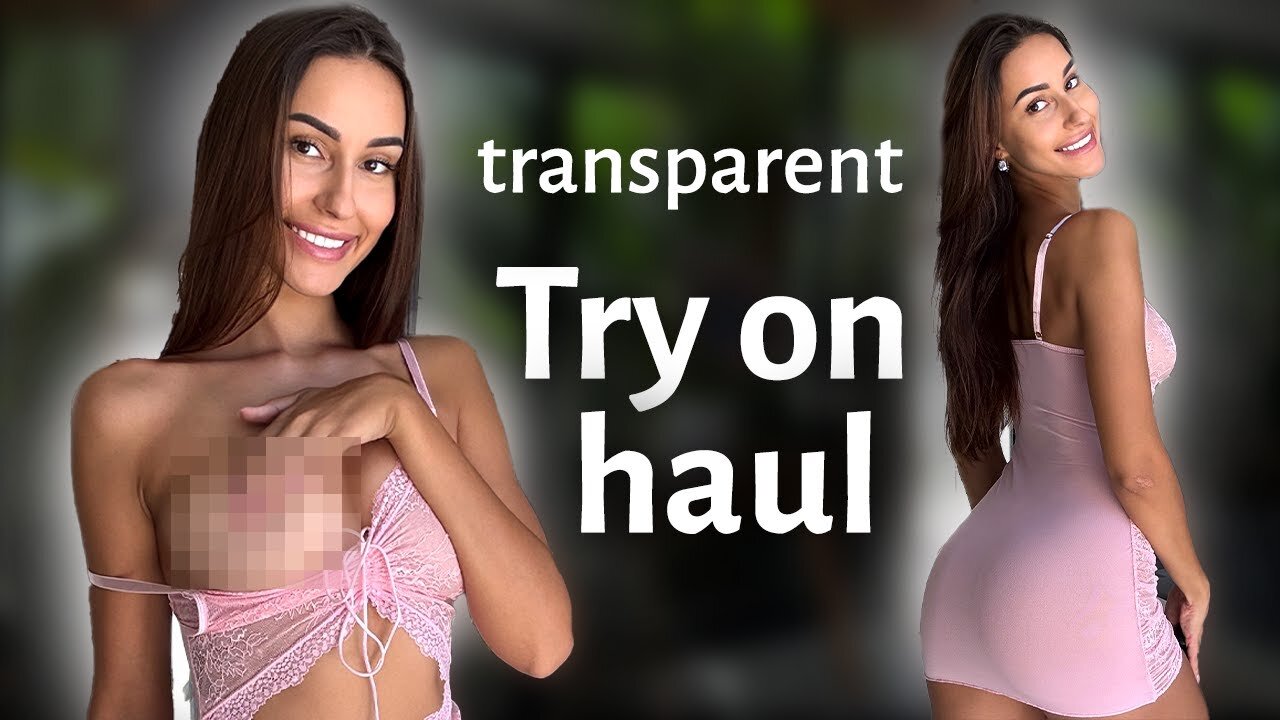 [4K USA]NEW PINK LACE DELICATE DRESS WITH PATTERNS! TRY ON HAUL! VERY TRANSPARENT SEE-THROUGH