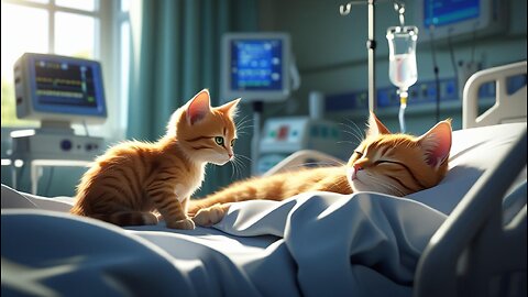 Exhausted Mama Cat Hospitalized – Her Kitten’s Heartwarming Reaction Will Melt Your Heart 😿❤️
