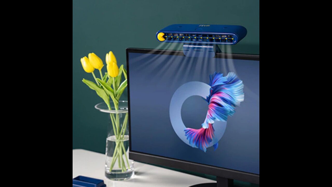 Mini Rechargeable Clip-on Fan for Computer Monitor, with Phone Holder, Adjustable Angle & Wind